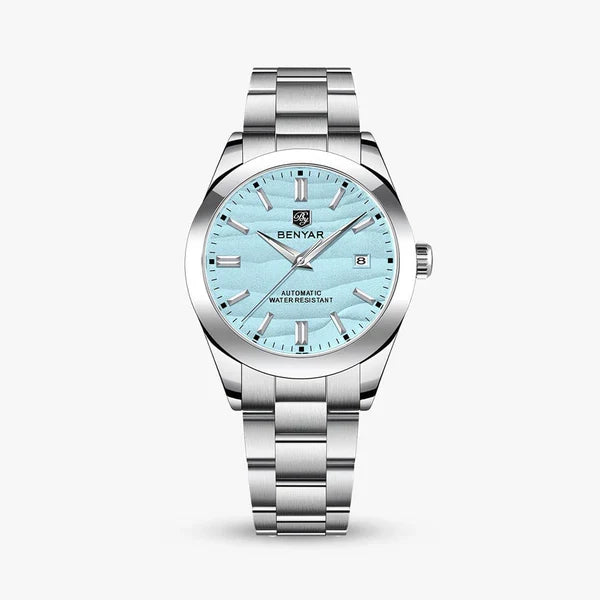 Vanetto Riviera Automatic Men's Watch with Ice Blue Textured Dial - Stainless Steel