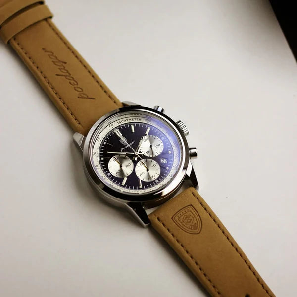 Aviatore Pilot Chronograph - 41mm Steel & Suede Leather