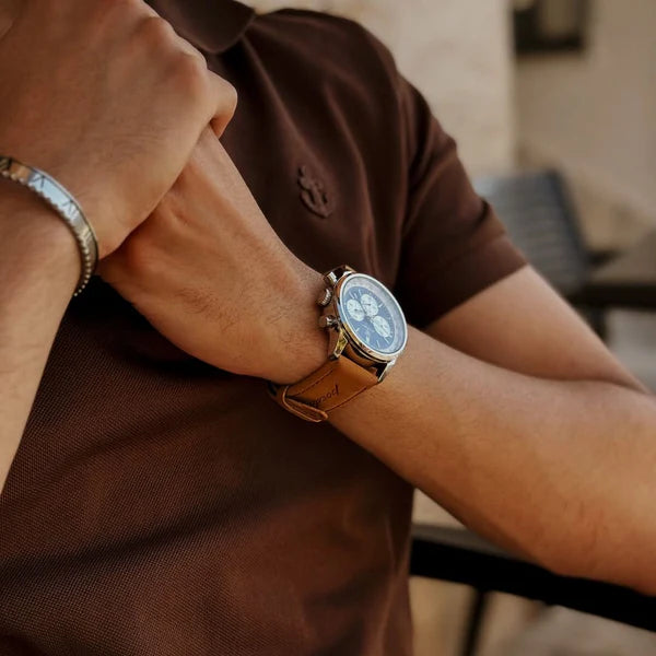 Aviatore Pilot Chronograph - 41mm Steel & Suede Leather