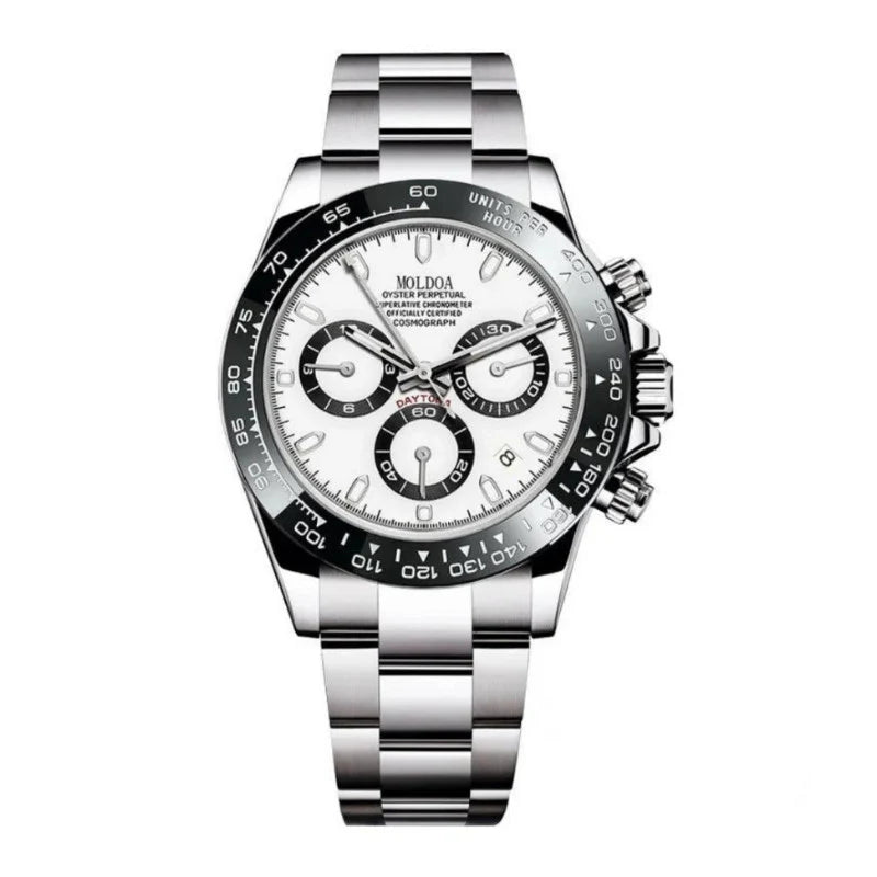 Men’s stainless steel chronograph watch with tachymeter bezel – Vanettto Valerius
