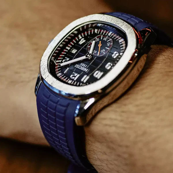 Vanetto Portofino Men's Sport Watch with Blue Silicone Strap and Silver Case - Yachting Style