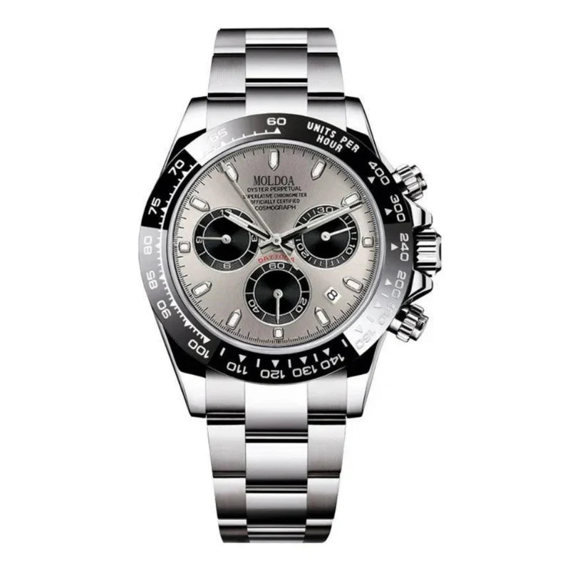 Vanetto Corsa Men's Chronograph Watch with Silver Dial - Stainless Steel Motorsport Watch