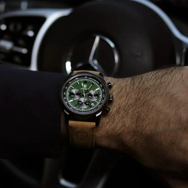 Aviatore Pilot Chronograph - 41mm Steel & Suede Leather