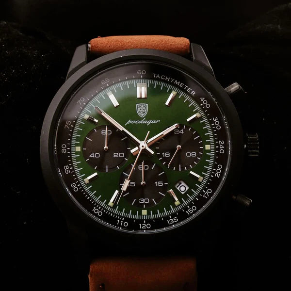 Aviatore Pilot Chronograph - 41mm Steel & Suede Leather