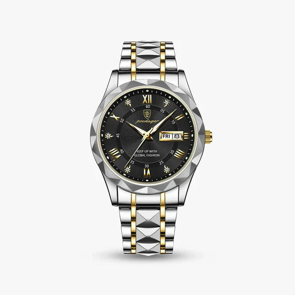 Romano Diamond Cut Watch - Two-Tone Steel &amp; Day-Date