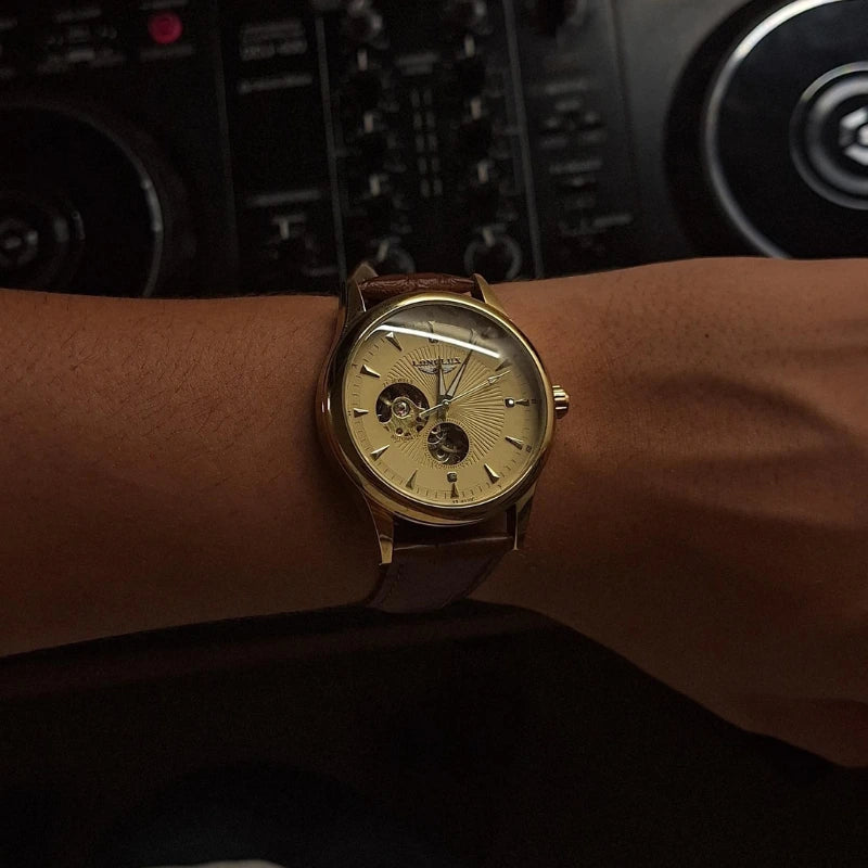 Valerius Automatic Watch - 41mm Open Heart & Leather Strap