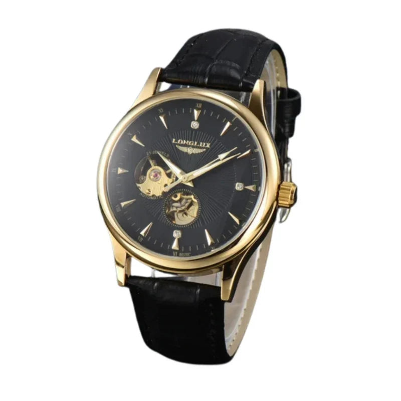 Vanetto Valerius Automatic Men's Watch in Gold with Black Dial - Open Heart Mechanical Movement